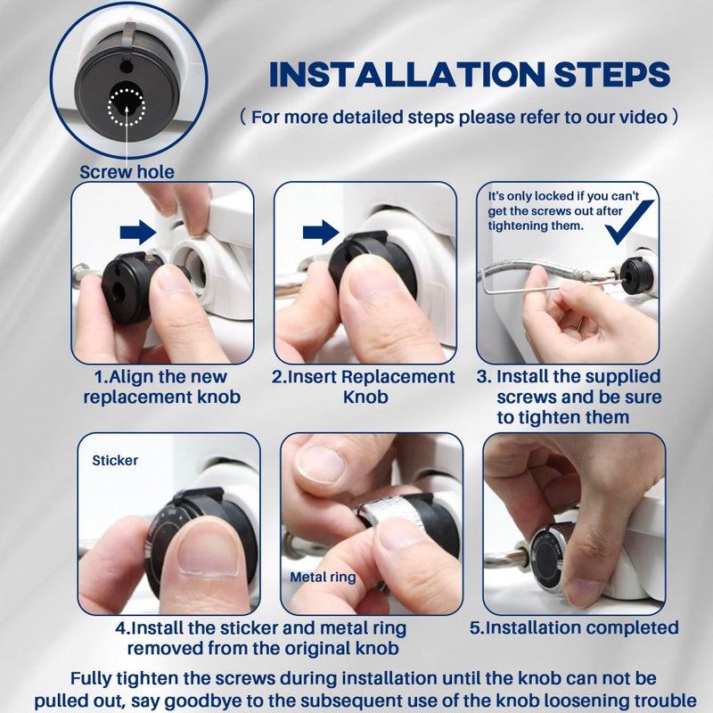 Terixe 2 Pack Replacement Knob for Brondell Bidet Toilet Seat, Compatible with Non-Electric Swash Seat, Injection Moulding,ABS Material, (Plastic Knob Center Only, Metal Ring Not Included)Black - Image 5